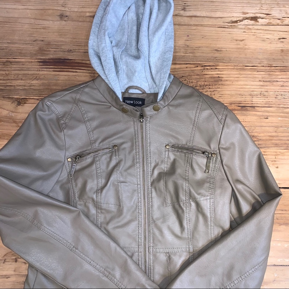 New Look Leather Jacket with Hood